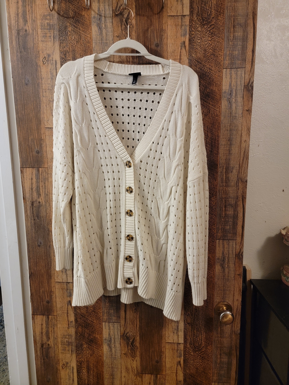 torrid Cream Cable-Knit Button Cardigan